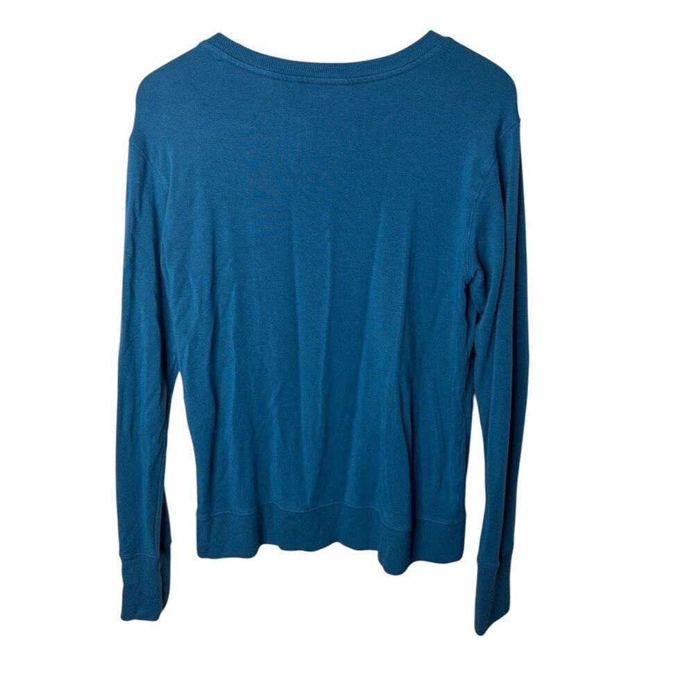 Athleta Sweatshirt Womens M Sunrise V Neck Pullover Teal Modal Blend Long Sleeve - Picture 2 of 6